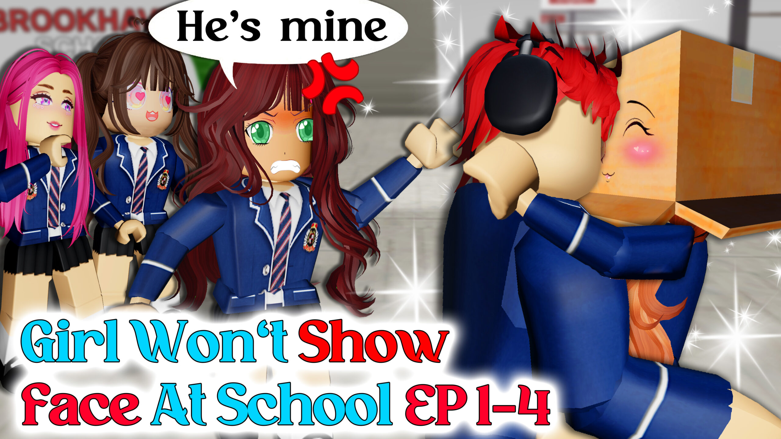 💖 School love: Girl WON'T show FACE in school EP 1-4 | Roblox Love Story